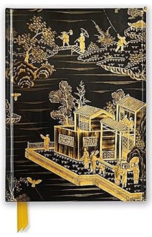 Chinese Lacquer Black and Gold Screen Foiled Journal Flame Tree Notebooks